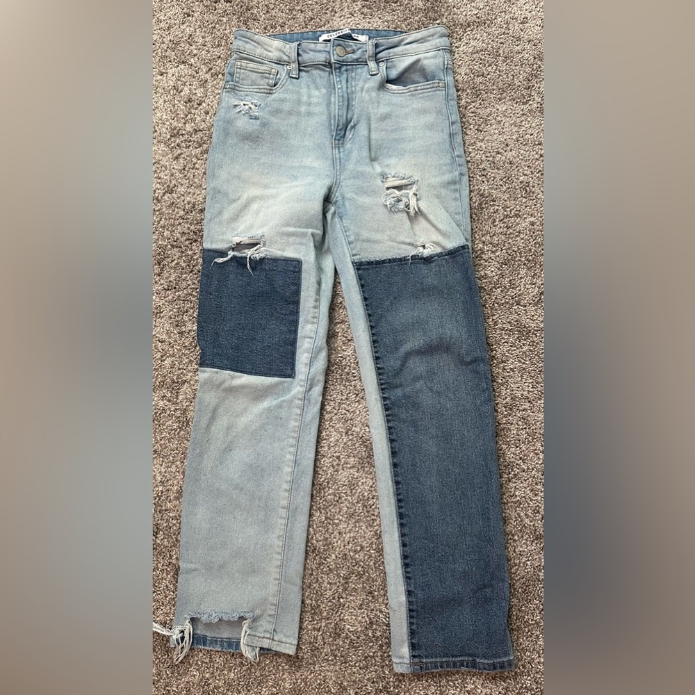 Celebrity Pink Juniors 2 Tone Distressed Straight Jeans Size 5/27